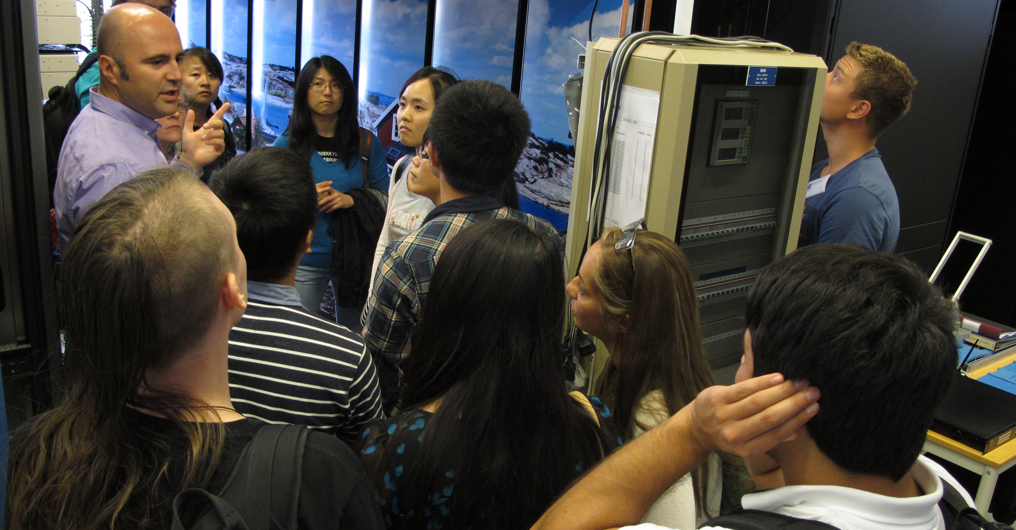 Students on a tour of PDC computer hall during a PDC summer school